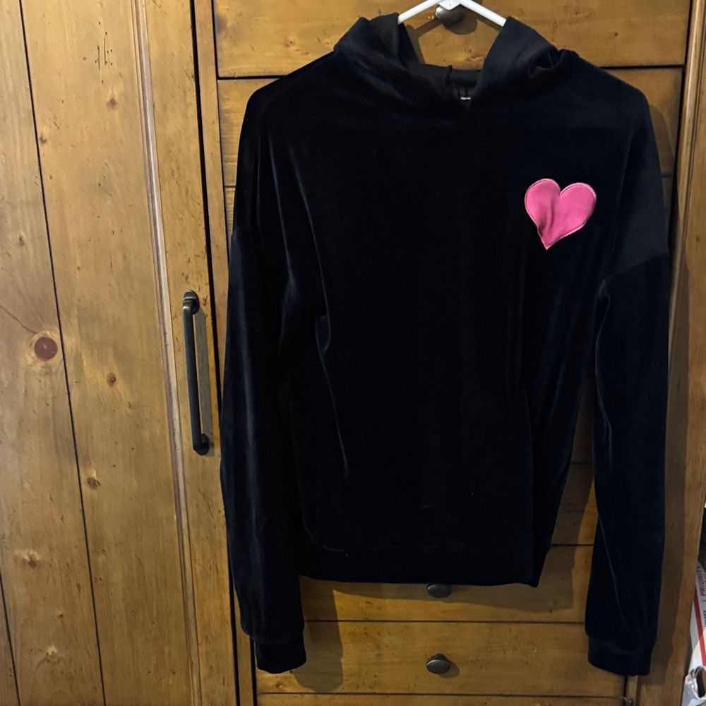 Paris Hilton Black Hoodie with Pink Heart